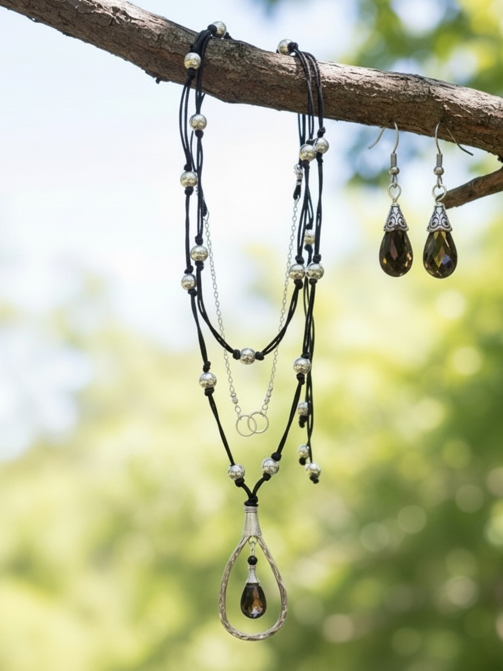 Smokey Topaz and Sterling Necklace